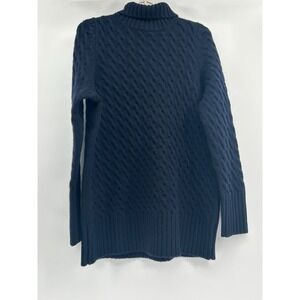 The Row Women's Cable Knit Cashmere Mock Neck Sweater Navy‎ Size XS Oversized